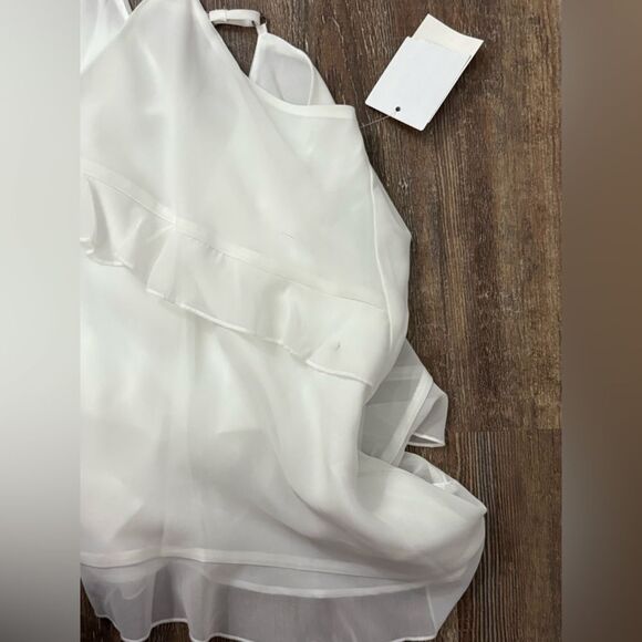 Abound White Asymmetrical Ruffled Cascading Chiffon Cami Size Large - Picture 11 of 12